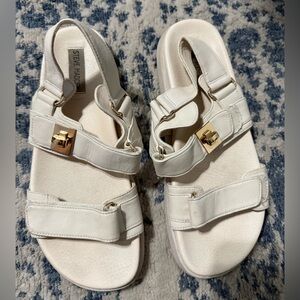 Steve Madden Cream Sandals with Gold Accents